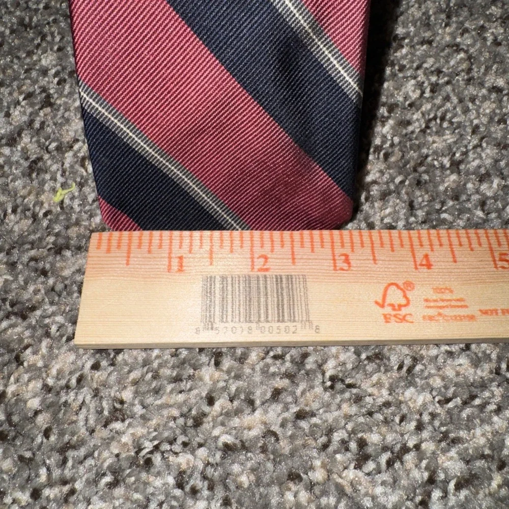 Robert Talbott Norton Ditto Silk Tie Vintage Burgundy Navy Stripe Hand Sewn 57in